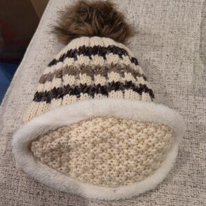 Beige Winter Face Mask + Hat + Scarf with Detachable Face Cover Balaclava